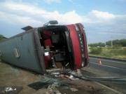 В Ставропольском крае перевернулся рейсовый автобус