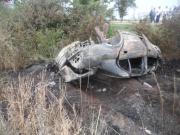 В Благодарненском районе автомобиль врезался в дерево и загорелся